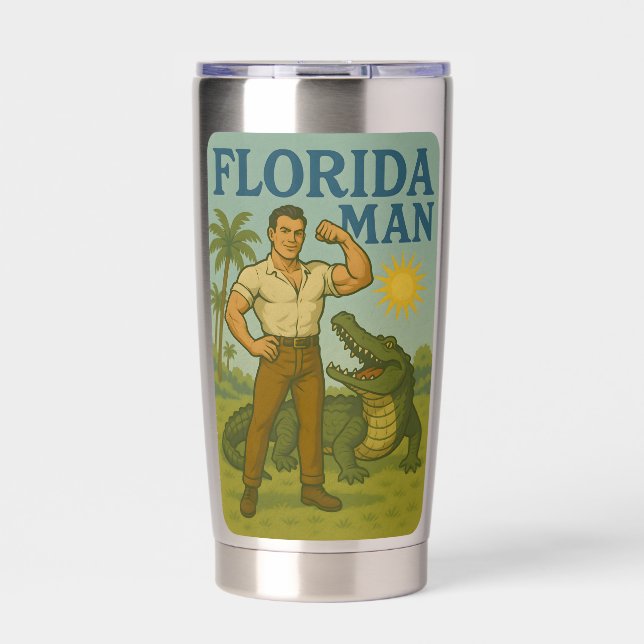 Florida Man Alligator Friend - Funny Retro Coastal Thermobecher (Vorderseite)