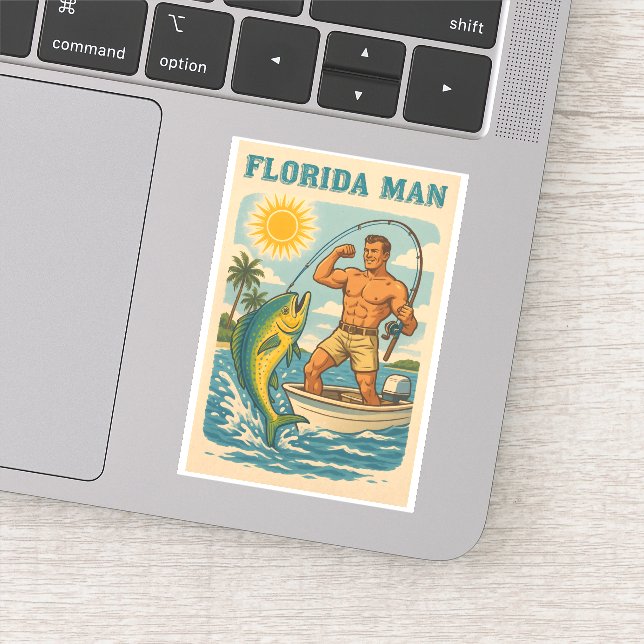 Florida Man - Coastal Fisherman -Retro Fishing Art Aufkleber (Detail)