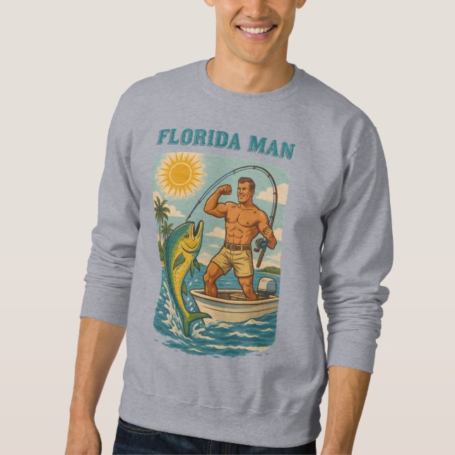 Florida Man -Coastal Fishing Boat- Retro Fisherman Sweatshirt (Vorderseite)