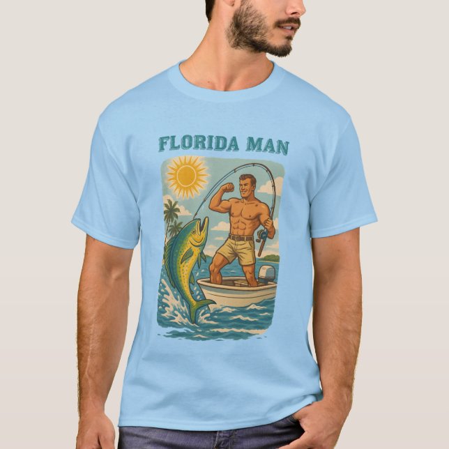 Florida Man -Coastal Fishing Boat- Retro Fisherman T-Shirt (Vorderseite)