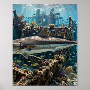 Florida Man Cobia Wrackriff Offshore-Angelfisch-Ku Poster