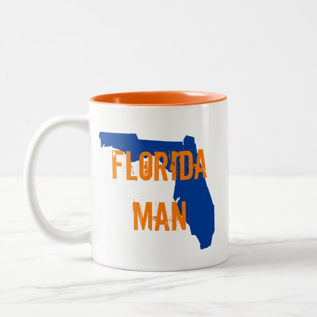 Florida Man Gator Blue Zwei-Tone-Kaffee-Tasse Zweifarbige Tasse (Links)