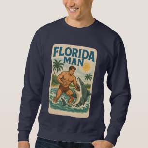 Florida Man Hai-Ringkampf Retro-Grafik-Strand Sweatshirt