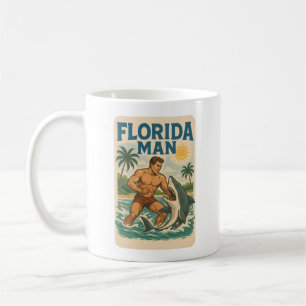 Florida Man Küstenhai-Ringer   Retro-Strand Kaffeetasse