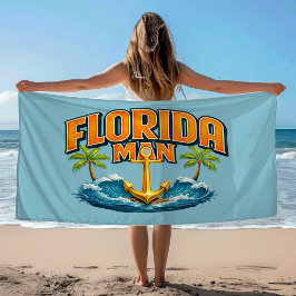 Florida Man Küstenleben | Blauer nautischer Anker Strandtuch