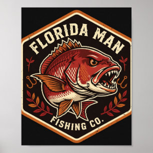 Florida Man Mangrove Schnapper Abzeichen Angelkuns Poster