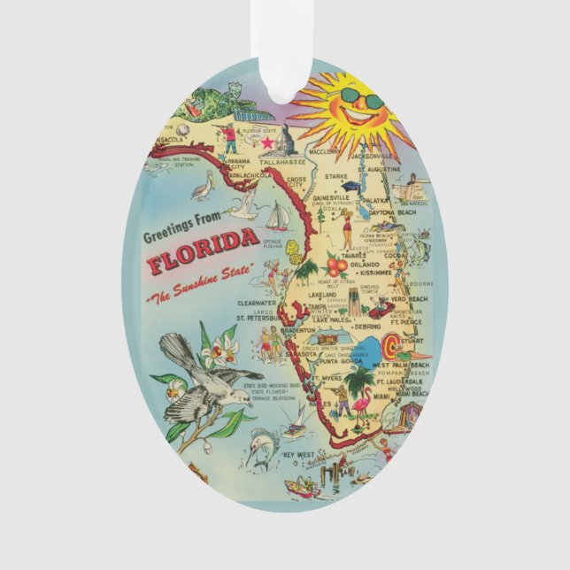 Florida Map Acrylic Ornament, Oval Ornament (Vorderseite)