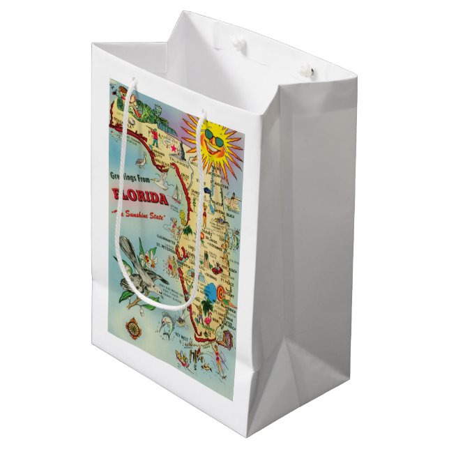 Florida Map Gift Bag Mittlere Geschenktüte (Vorderseite Schrägansicht)