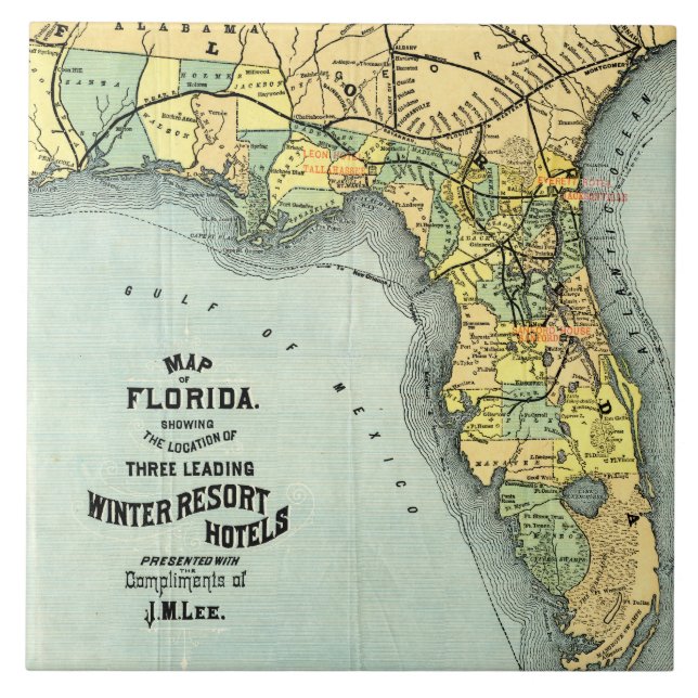 Florida Map Keramik Tile Fliese (Vorderseite)