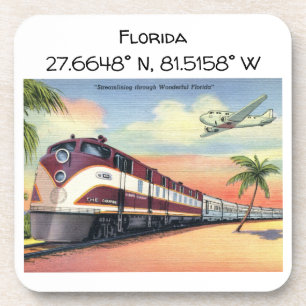 Florida Map Koordiniert Vintagen Stil Getränkeuntersetzer