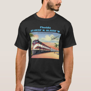 Florida Map Koordiniert Vintagen Stil T-Shirt