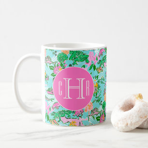 Florida Map Preppy Palm Beach Pattern Mit Monogram Kaffeetasse