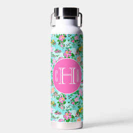 Florida Map Preppy Palm Beach Pattern Mit Monogram Trinkflasche