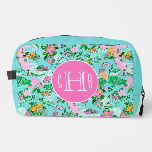 Florida Map Preppy Palm Beach Pattern Mit Monogram Waschbeutel