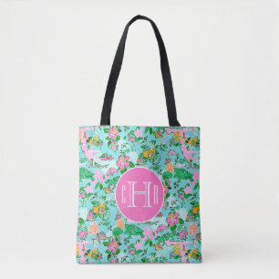 Florida Map Preppy Palm Beach Pattern Print