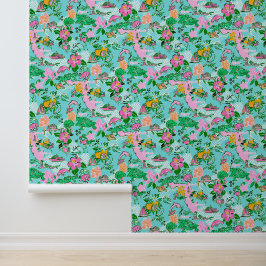Florida Map Preppy Palm Beach Pattern Print Tapete