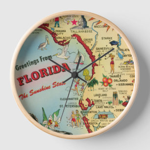 Florida Map Wall Clock Uhr