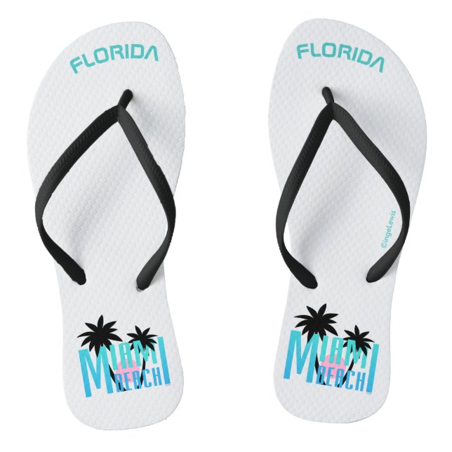 Florida Miami Beach Fun Palm Cool Sun Flip Flops (Fußbett)