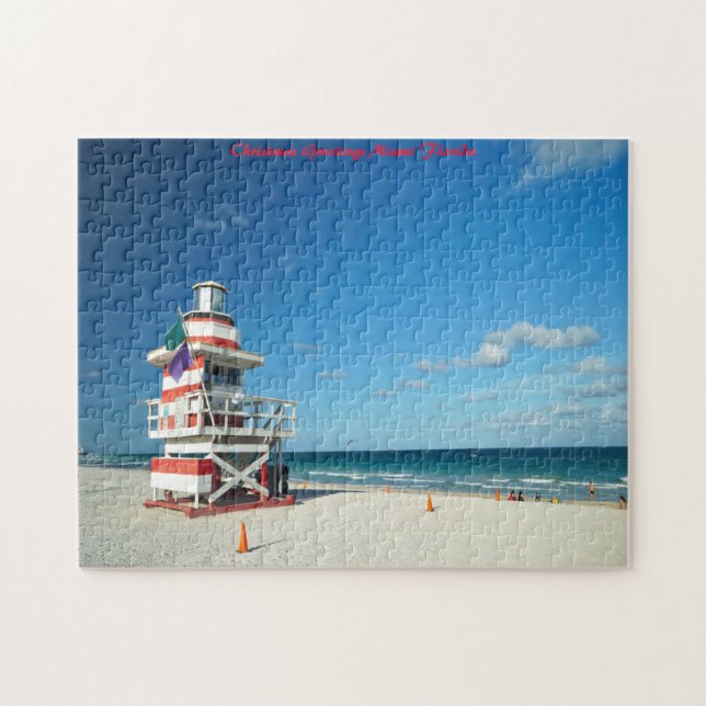 Florida Miami Beach. Weihnachtsgrüße Puzzle (Horizontal)