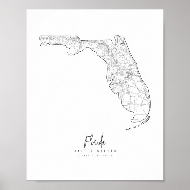 Florida Minimal Street Map Poster (Vorne)