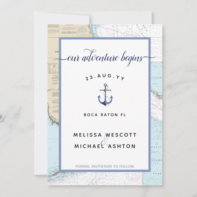 Florida Nautical Anchor | HOCHZEIT IN URLAUBSORT Save The Date (Vorderseite)