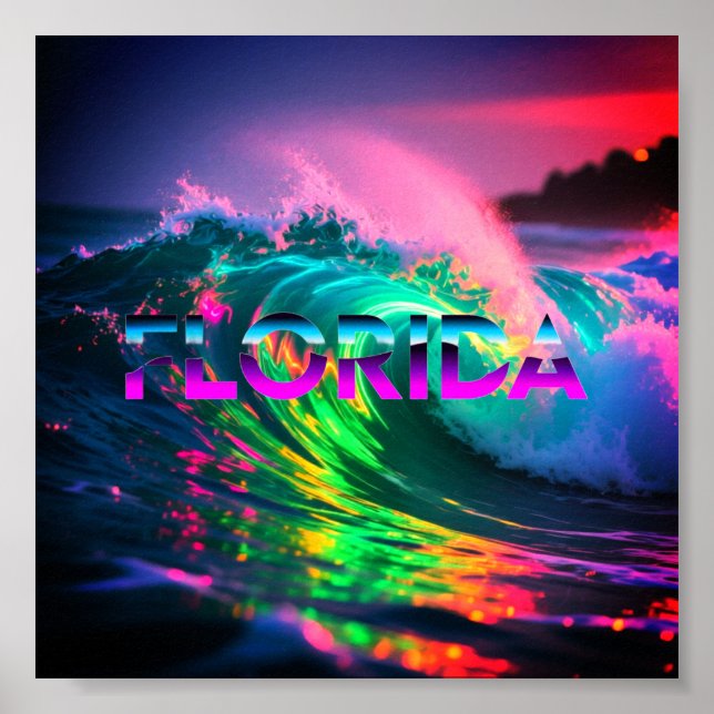 Florida – Neon Wave Vibes Poster (Vorne)