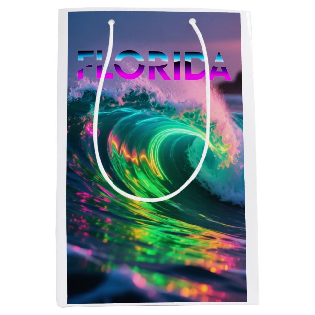 Florida – Neon-Wellen-Vibes Mittlere Geschenktüte (Vorderseite)