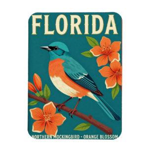 Florida Northern Mockingbird Staat Vogel Botanisch Magnet
