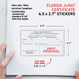 FLORIDA Notarielle Jurat-Urkunde 4,5x2,7" Rechteckiger Aufkleber