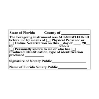 Florida Notary Acknowledgment Self Inking Stamp Permastempel