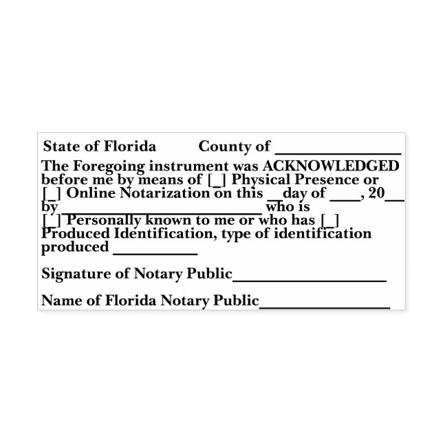 Florida Notary Acknowledgment Self Inking Stamp Permastempel (Design)