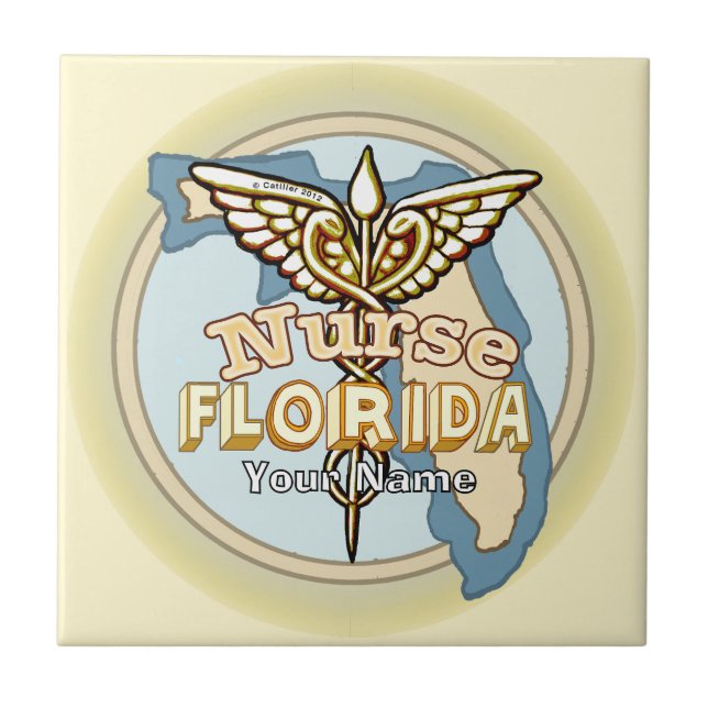Florida Nurse Caduceus Tile Fliese (Vorderseite)