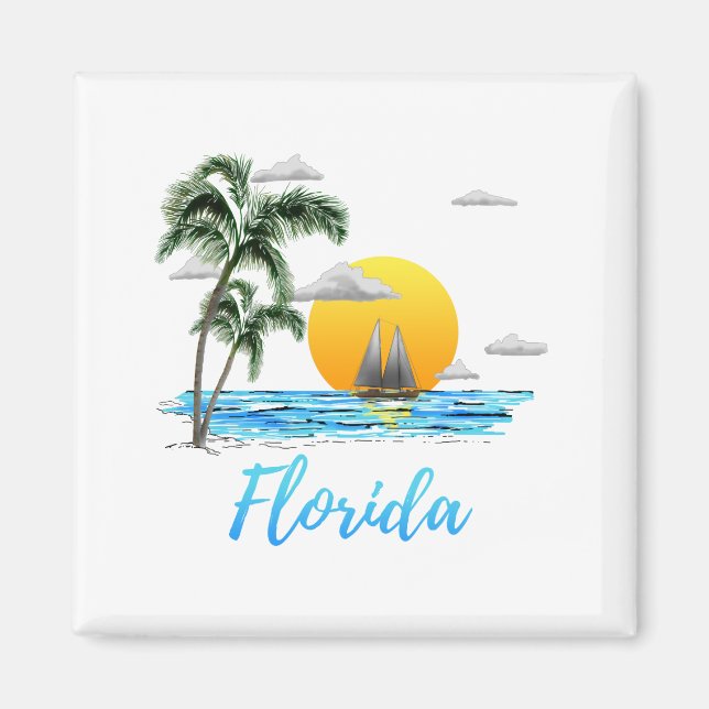 Florida Ocean Sunset Sailing Magnet (Vorne)