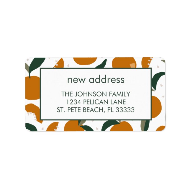 Florida Orange - Ankündigung einer neuen Adresse Adressaufkleber (Vorne)