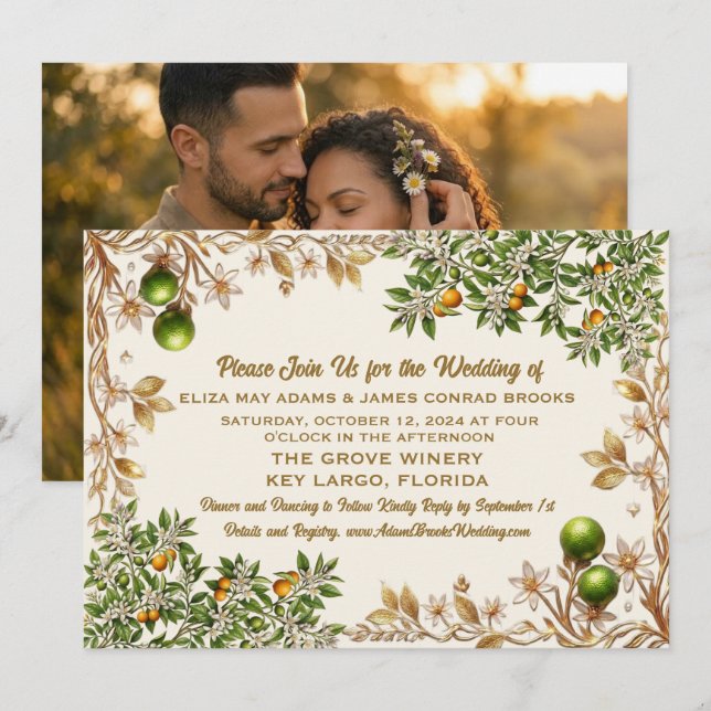 Florida Orange Blossom Hochzeitseinladung Save The Date (Vorne/Hinten)