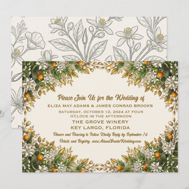 Florida Orange Blossom Hochzeitseinladung Save The Date (Vorne/Hinten)