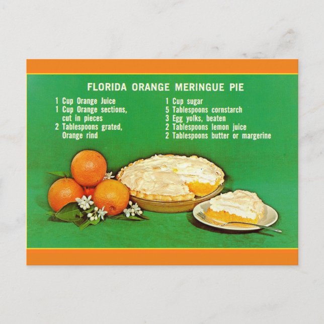 Florida Orange Pie Rezept Postkarte (Vorderseite)