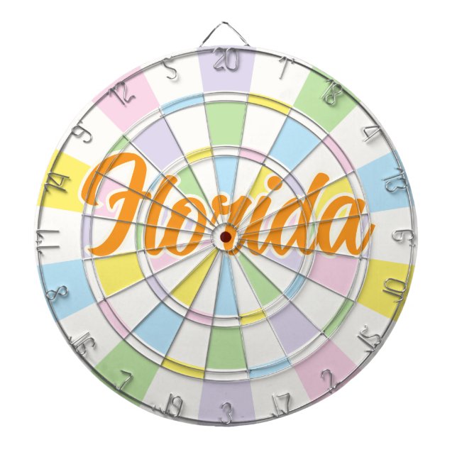 Florida Orange Text in Weiß- und Pastellfarben Dartscheibe (vorne)