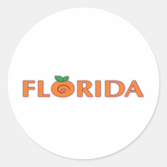 FLORIDA Orange Text Runder Aufkleber (Vorderseite)