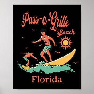 Florida P-a-grille Strand Fl Surfer Surfen Angeln Poster