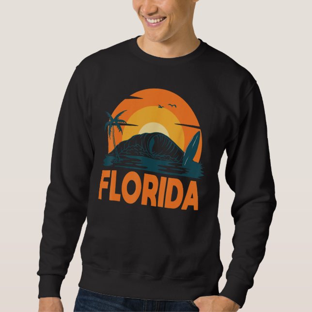 Florida Palm Tree Surf Surfing Beach Island Summer Sweatshirt (Vorderseite)
