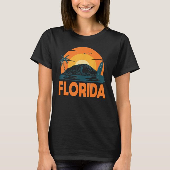 Florida Palm Tree Surf Surfing Beach Island Summer T-Shirt (Vorderseite)