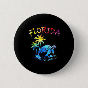 Florida Palme Baum Sonnenuntergang Meeresschildkrö Button