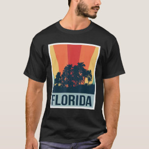 Florida Palmen Bäume Retro Vintage Skyline Miami B T-Shirt