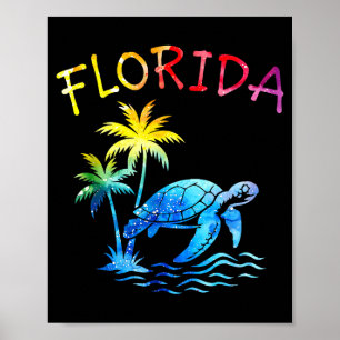 Florida-Palmenbaum-Sonnenuntergang-Meeres-Schildkr Poster