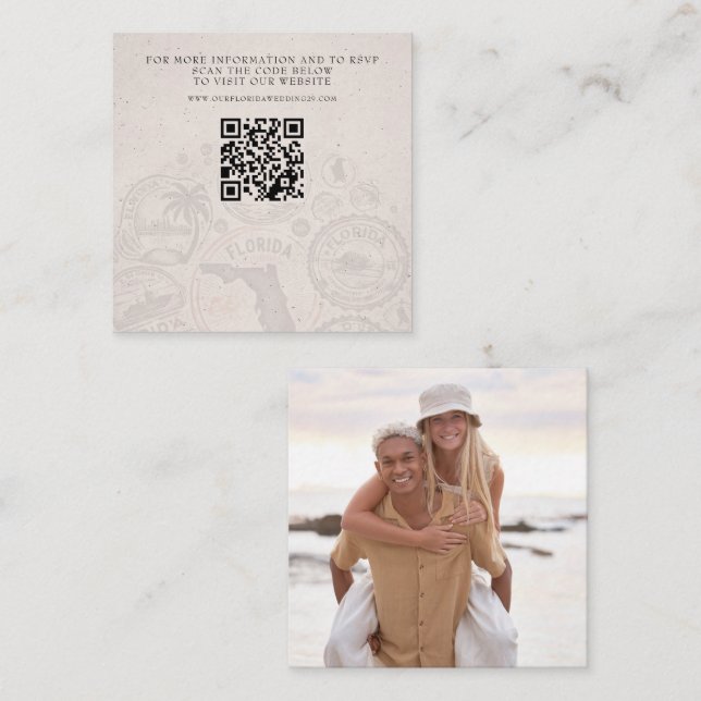 Florida Passport Wedding QR Begleitkarte (Vorne/Hinten)