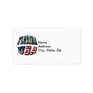 Florida Picture und USA Flag Text Adressaufkleber