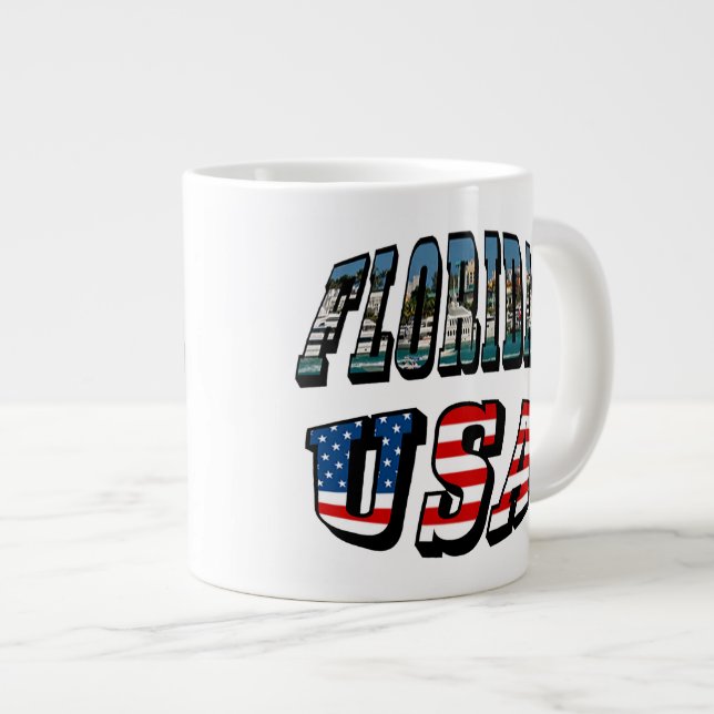 Florida Picture und USA Flag Text Jumbo-Tasse (Vorderseite Rechts)