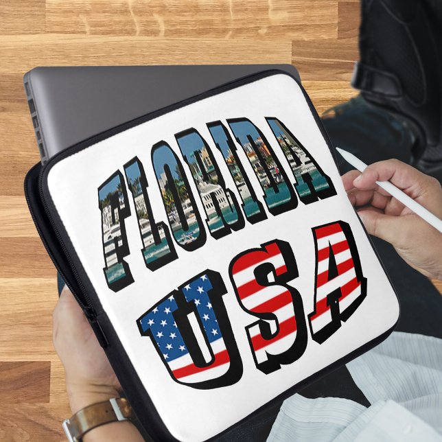 Florida Picture und USA Flag Text Laptopschutzhülle (Florida Picture and USA Flag Text Laptop Sleeve)