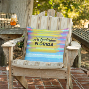 Florida Pink Blue Watercolor Sunset Name Anytown Kissen